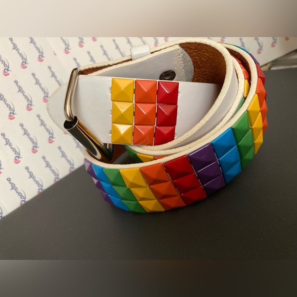COPY - Studded belt rainbow white - Picture 4 of 5
